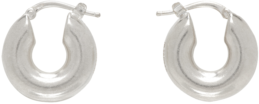 JIL SANDER 上品ミニマル スモール シルバー フープピアス ジルサンダー ピアス クラシック フープピアス シルバー