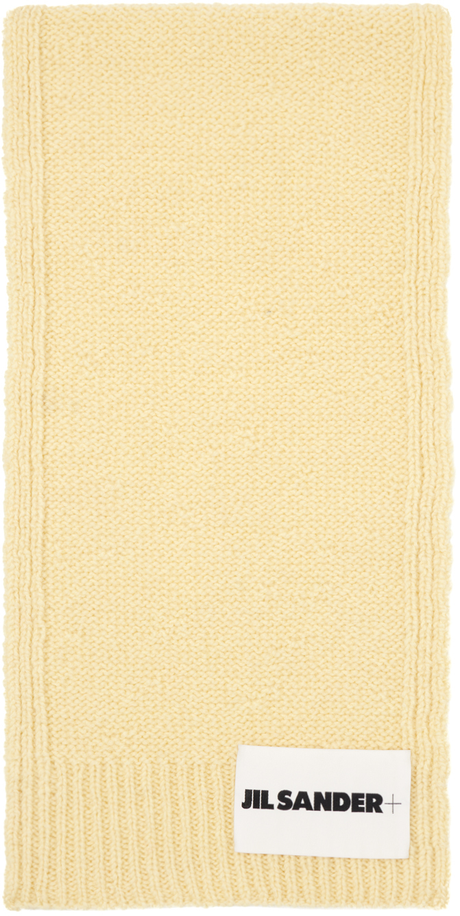 Jil Sander Off-white Logo Patch Scarf In 745 Pistacchio Cream