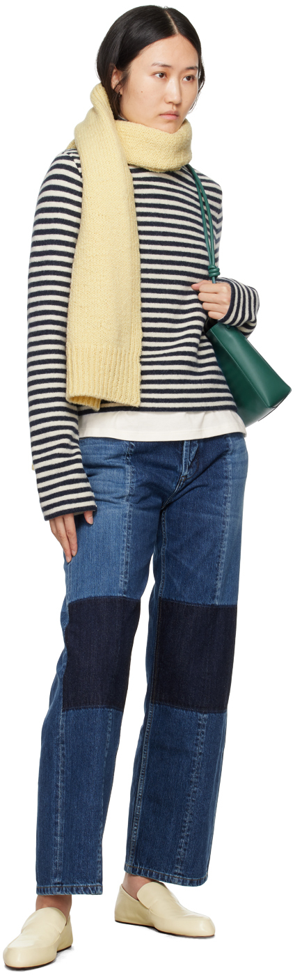 Jil Sander Off-white Logo Patch Scarf In 745 Pistacchio Cream