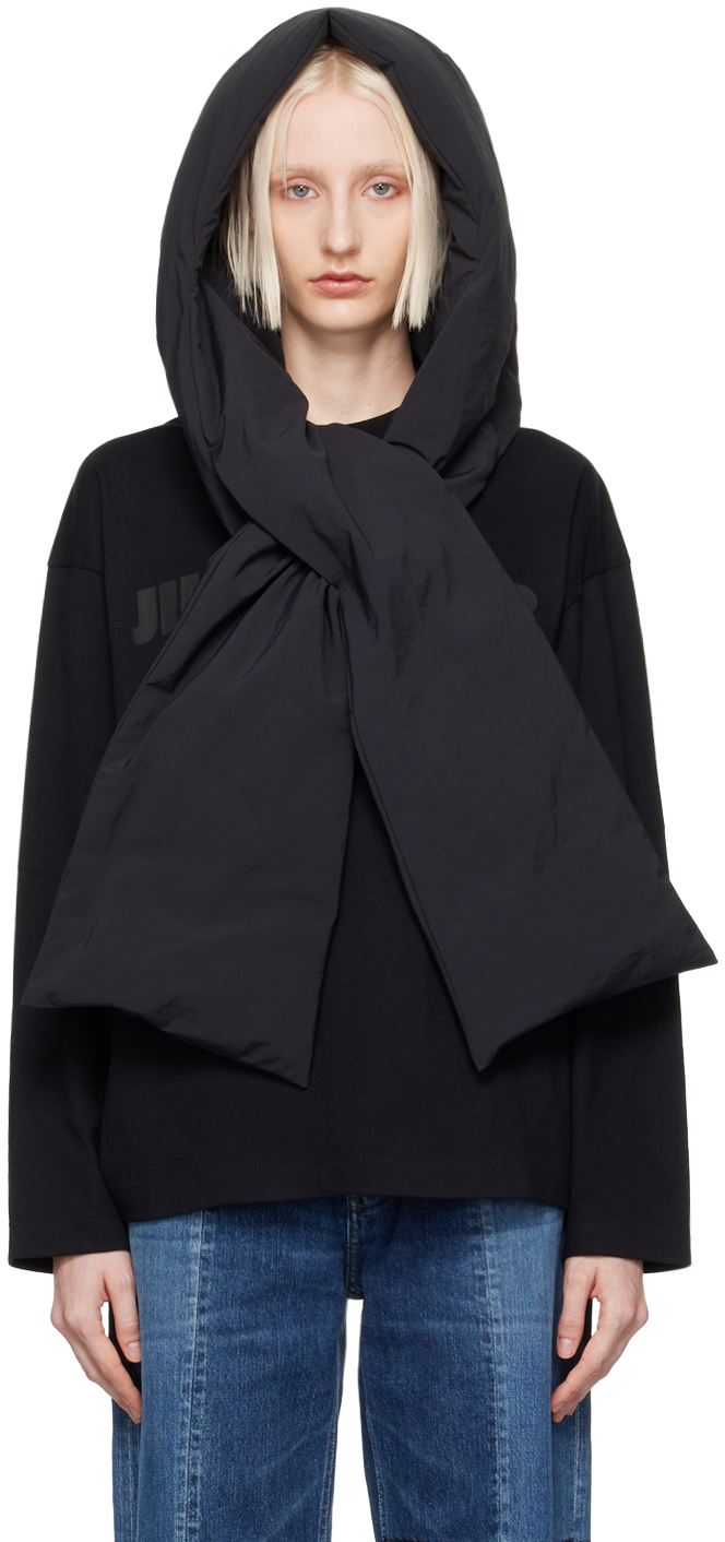 Shop Jil Sander ブラック ダウンマフラー In 001 Black