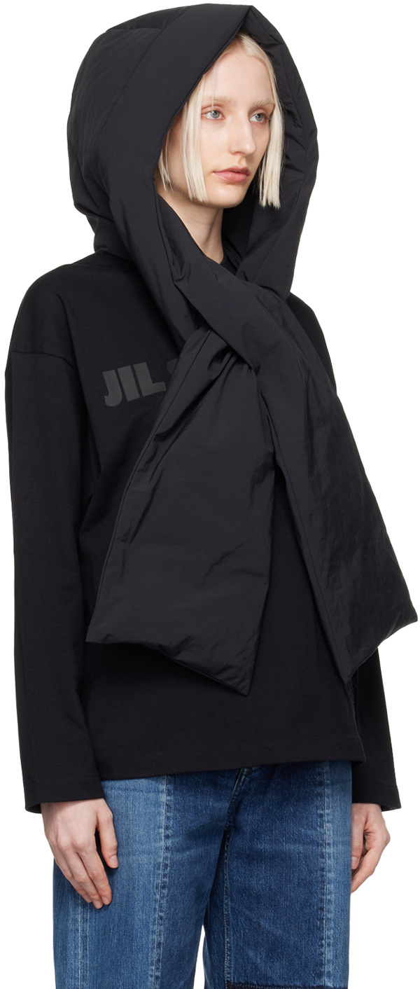 Jil Sander Black Down Scarf In 001 Black