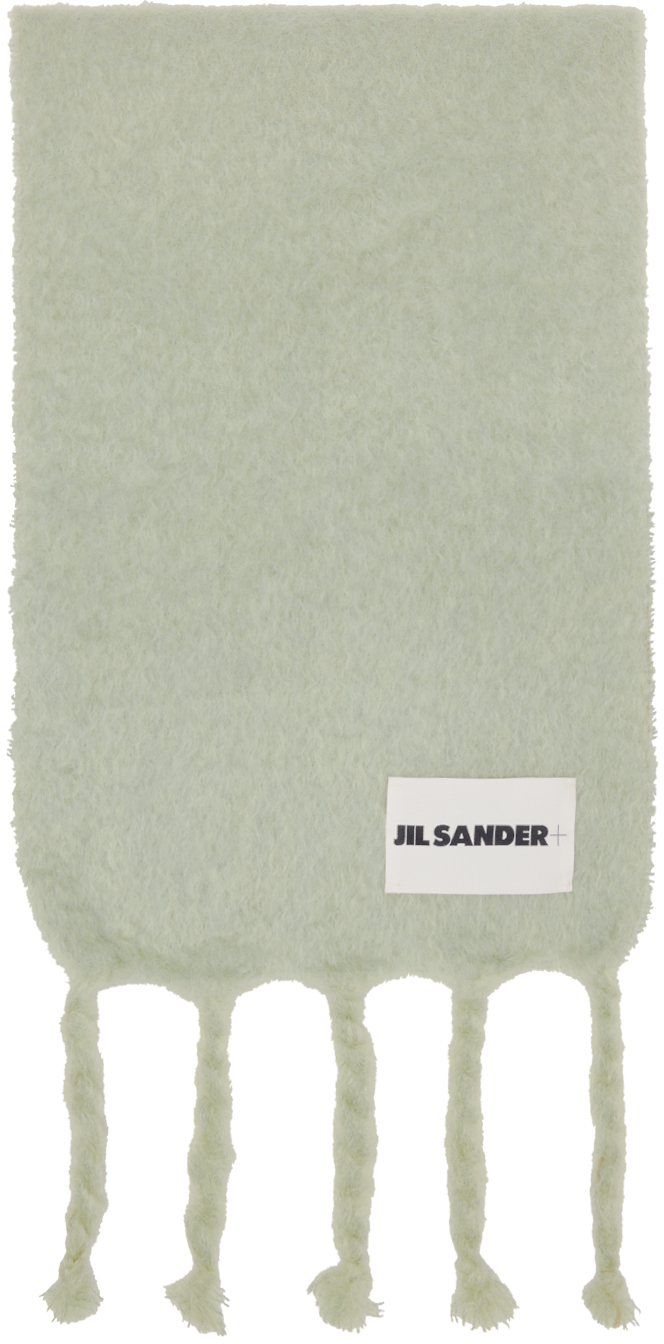 Shop Jil Sander Green Plain Scarf In 338 Pale Green