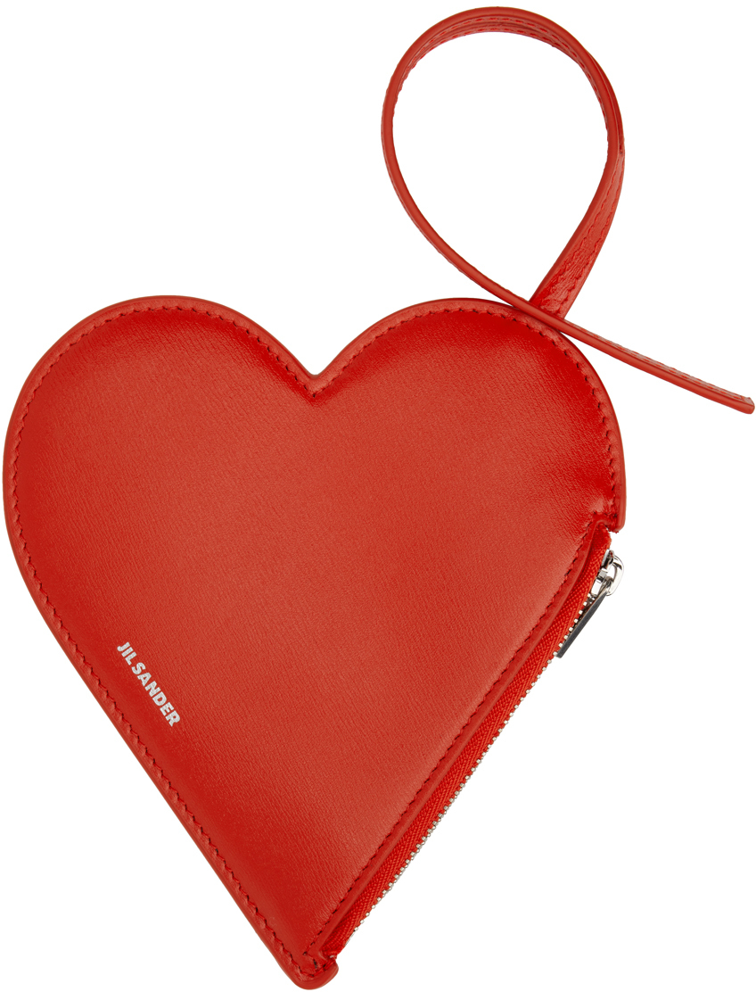 Red Heart Coin Pouch by Jil Sander on Sale