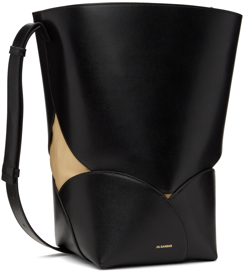 Jil Sander Black Curve Bucket Medium Bag In 001 Black