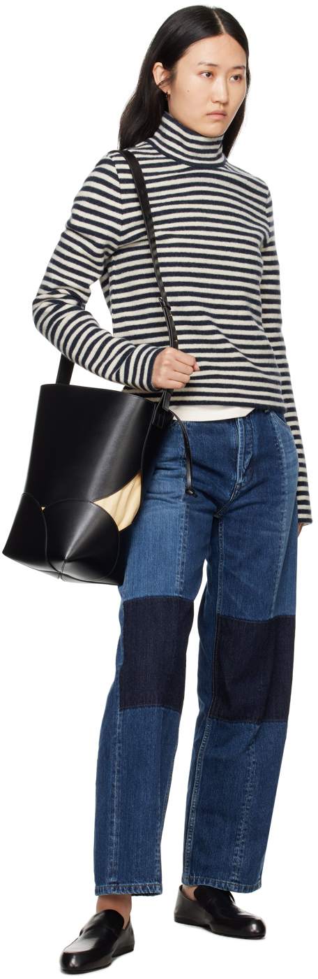Jil Sander Black Curve Bucket Medium Bag In 001 Black