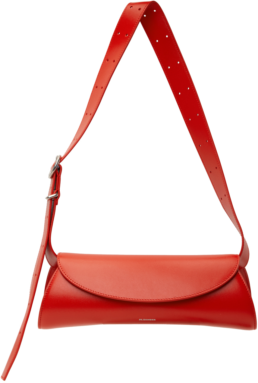 Shop Jil Sander Red Cannolo Small Bag In 626 Poppy