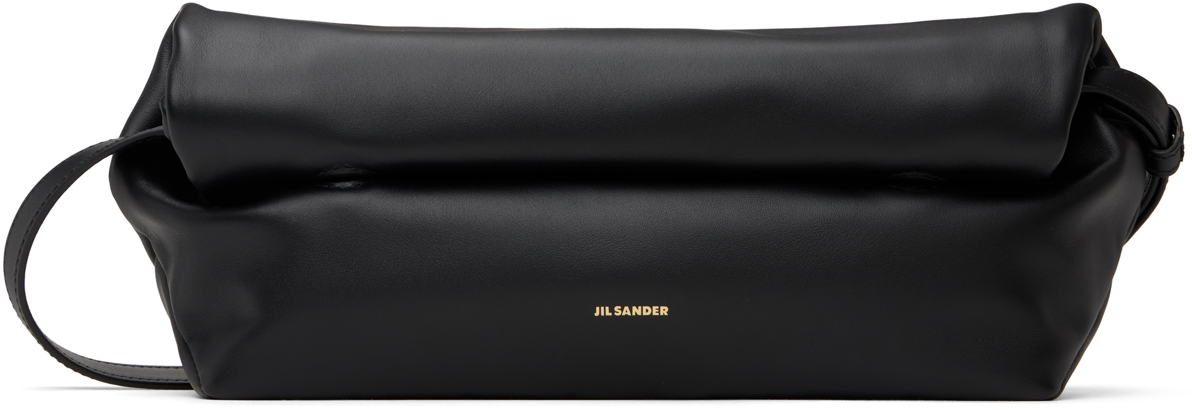 Shop Jil Sander Black Rollup Crossbody Small Bag In 001 Black