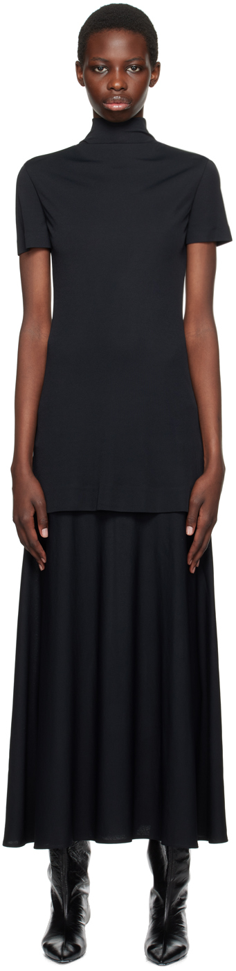 Shop Jil Sander Black Layered Midi Dress In 001 Black