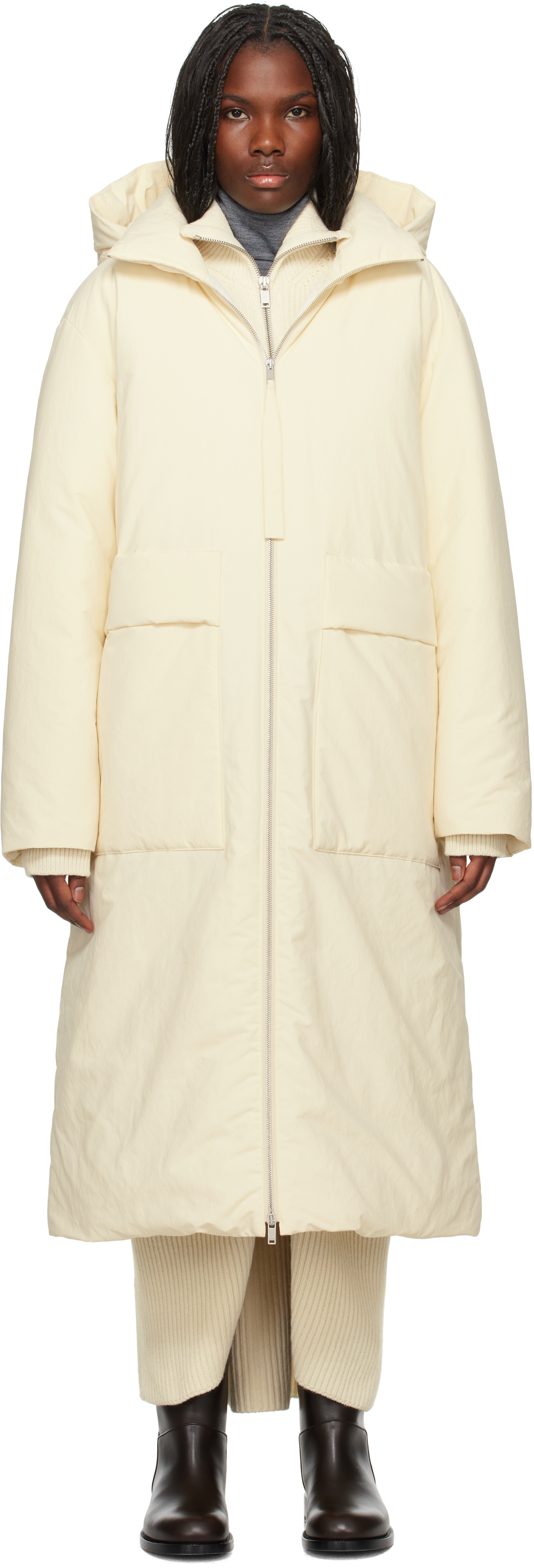 Shop Jil Sander Off-white 156 Down Coat In 279 Dune