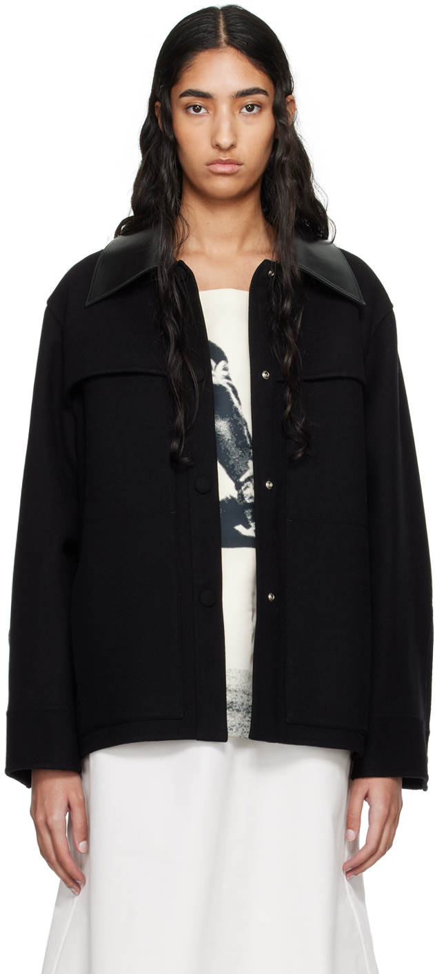 JIL SANDER BLACK POINTED COLLAR JACKET 