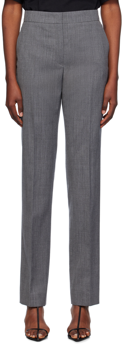 Shop Jil Sander Gray Wool Trousers In 030 Volcanic Glass