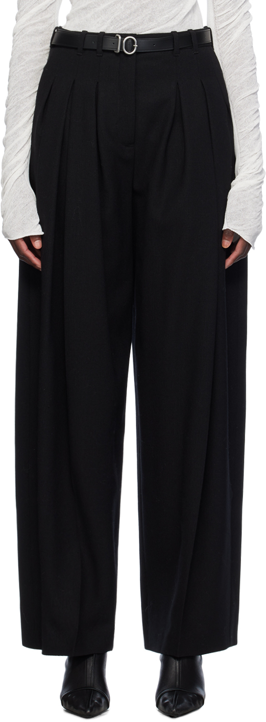 Shop Jil Sander Black Belted Trousers In 001 Black