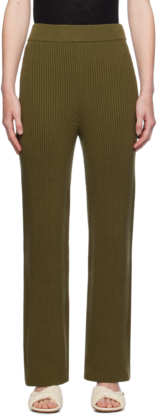 Shop Jil Sander Khaki Wool Trousers In 312 Thyme Green