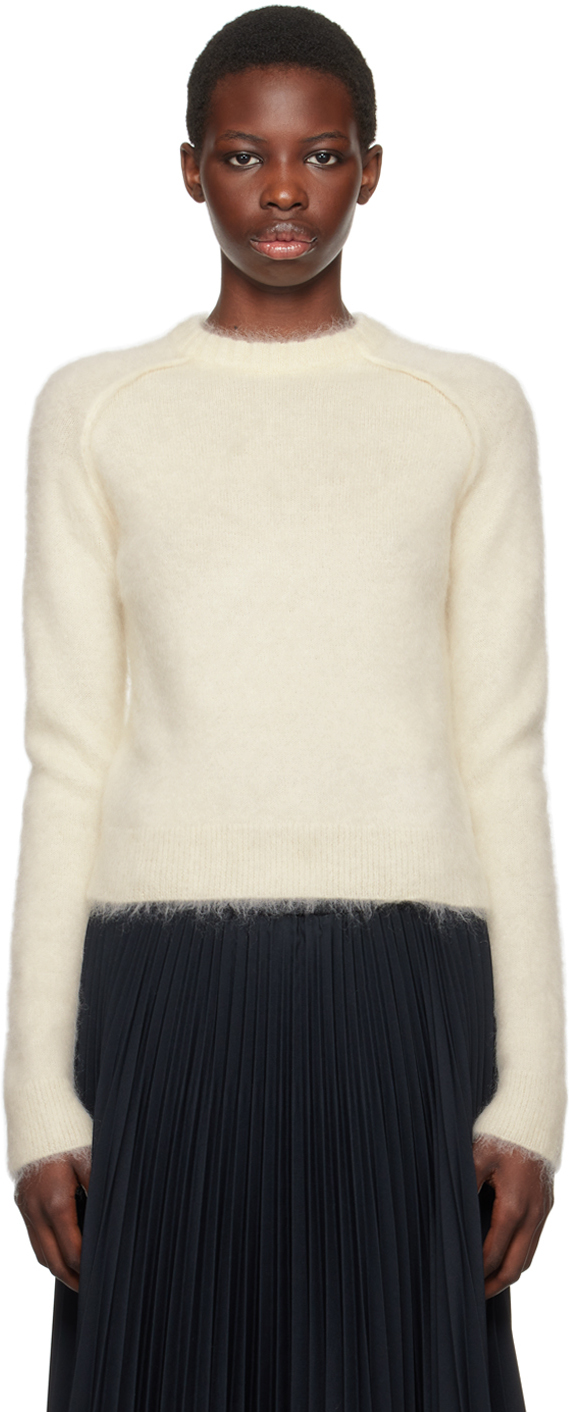 Shop Jil Sander Off-white Crewneck Sweater In 107 Cloud