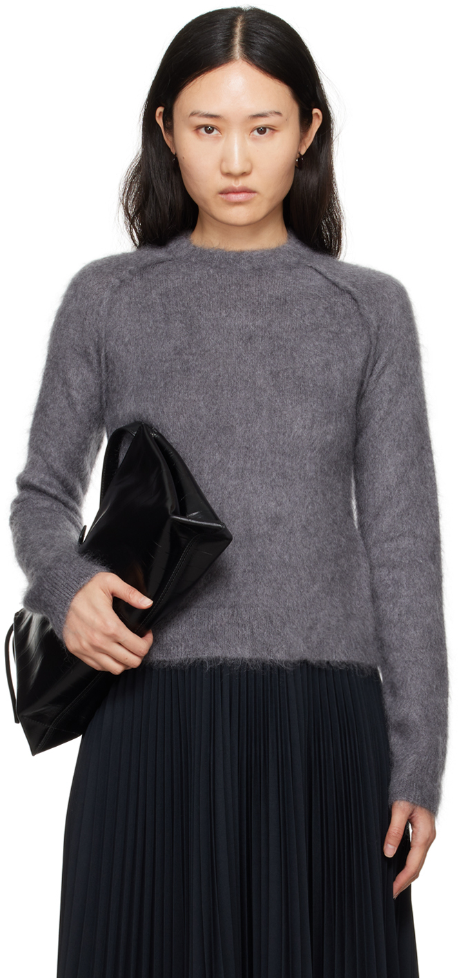 Shop Jil Sander Gray Virgin Wool Brushed Sweater In 020 Rainstorm