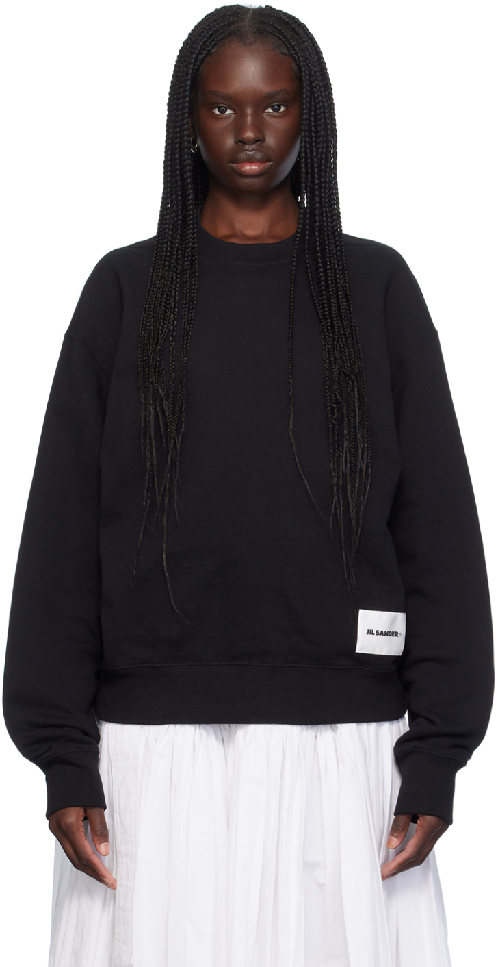 JIL SANDER BLACK LOGO PATCH SWEATSHIRT 