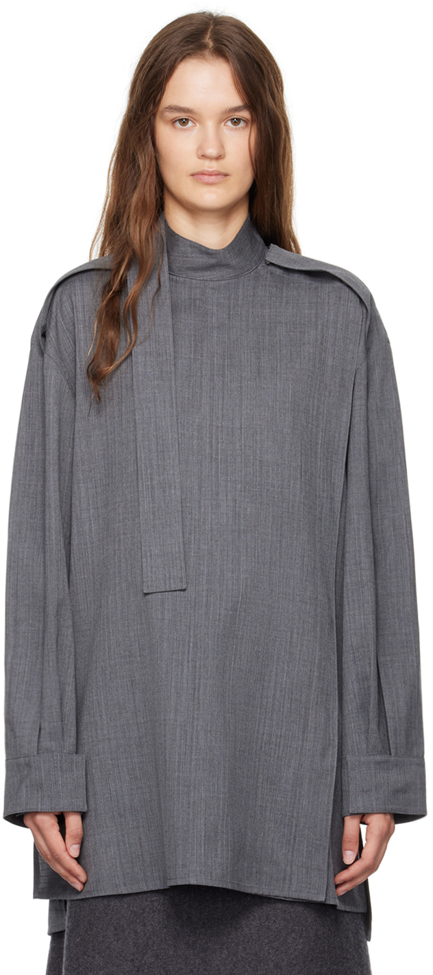 Shop Jil Sander Gray Relaxed-fit Shirt In 030 Volcanic Glass