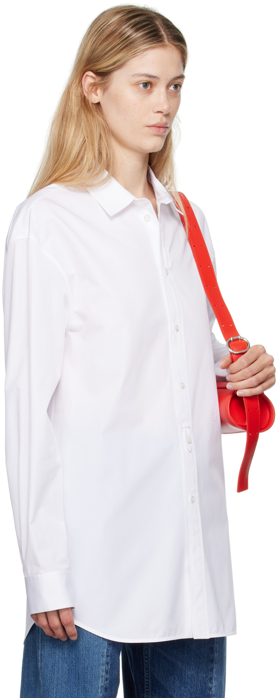 Jil Sander Band-collar Cotton Shirt In 100 White