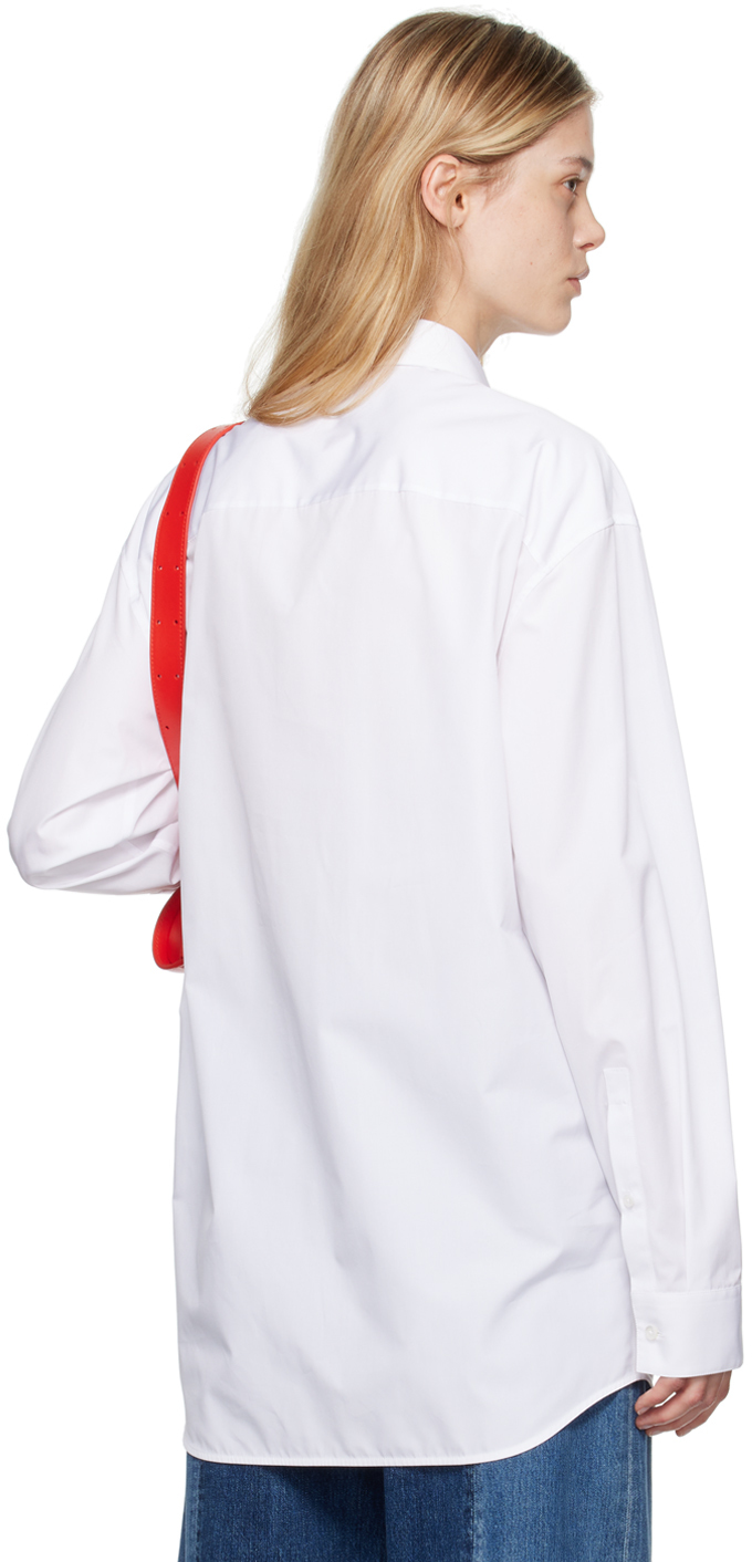 Jil Sander Band-collar Cotton Shirt In 100 White