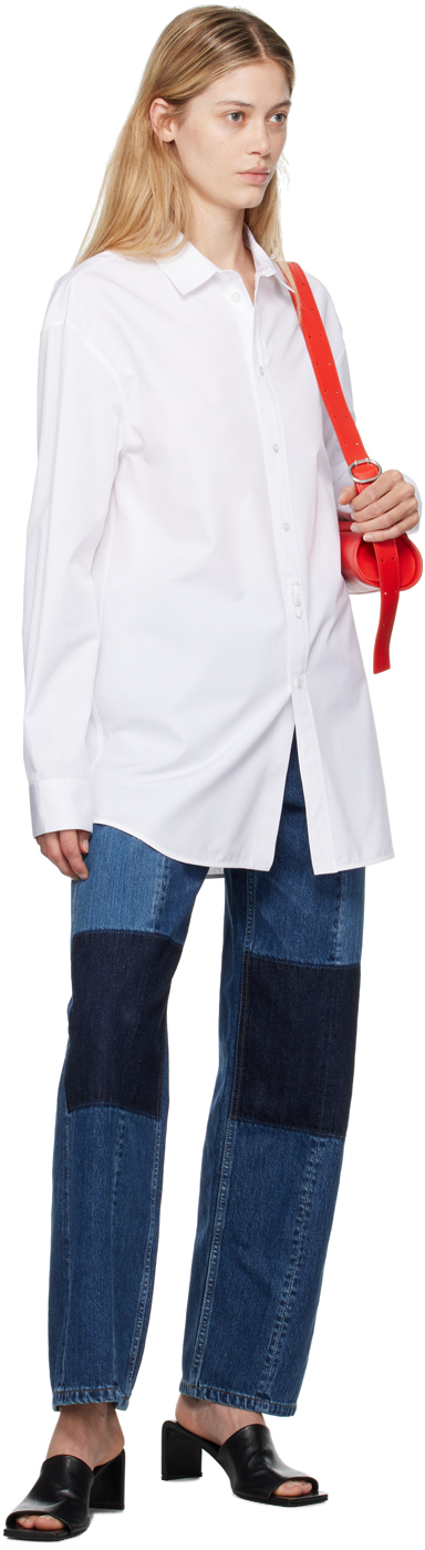 Jil Sander Band-collar Cotton Shirt In 100 White