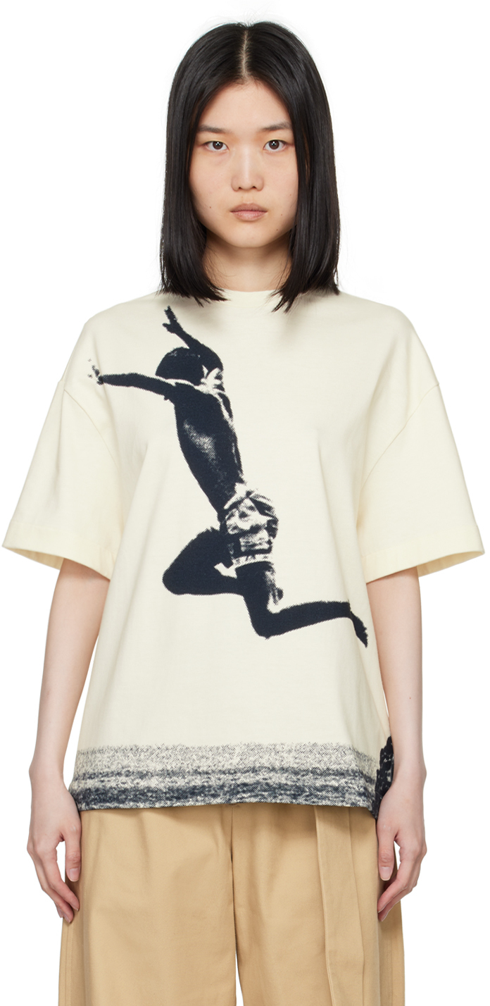 Shop Jil Sander Off-white Printed Graphic T-shirt In 190 Postcard