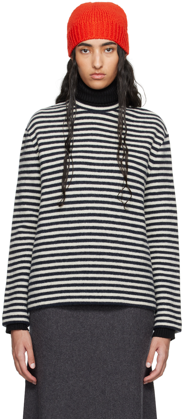 Navy & White Striped Sweater