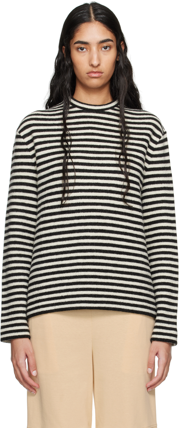 JIL SANDER BLACK & WHITE STRIPED SWEATER 