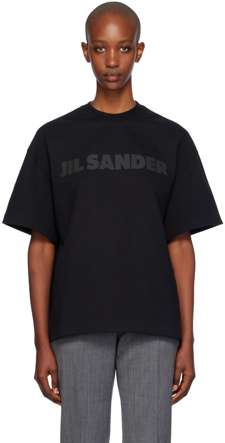 Shop Jil Sander Black Printed Logo T-shirt In 001 Black