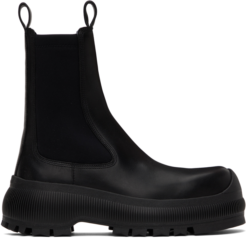 Black Calf Leather Chelsea Boots