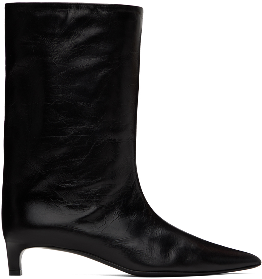 Black Calf Leather Boots