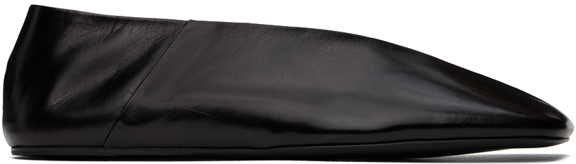 Black Leather Ballerina Flats