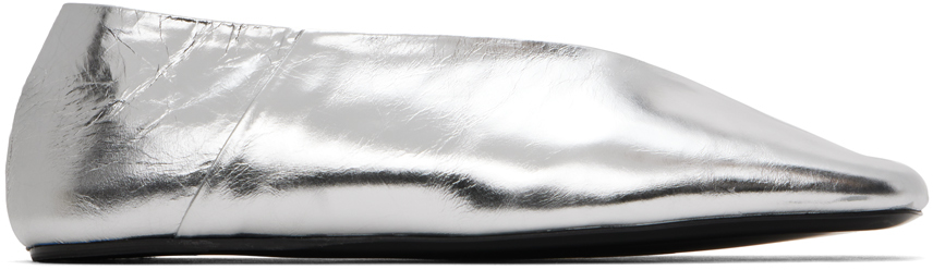 Silver Square Toe Ballerina Flats