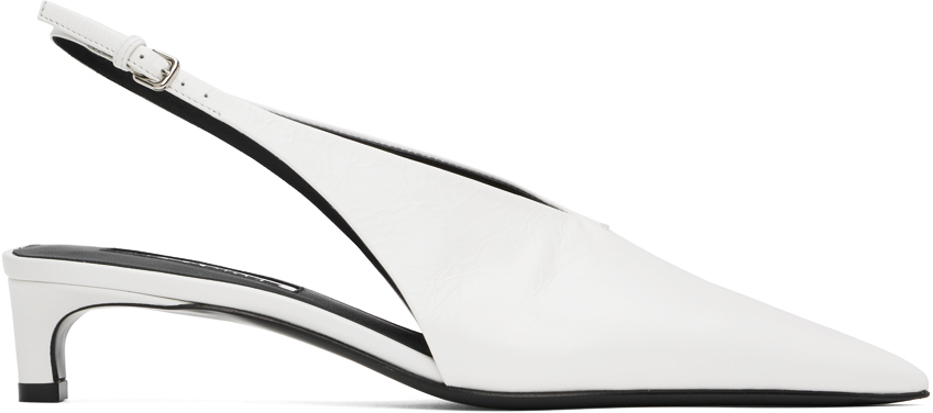 White Slingback Heels by Jil Sander on Sale