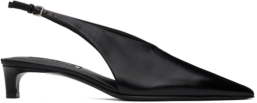 Shop Jil Sander Black Slingback Heels In 001 Black