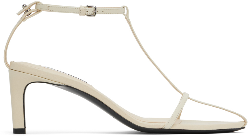 Shop Jil Sander Off-white High Heeled Sandals In 105 Chalk