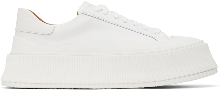 Shop Jil Sander White Low-top Platform Sneakers In 102 Neve