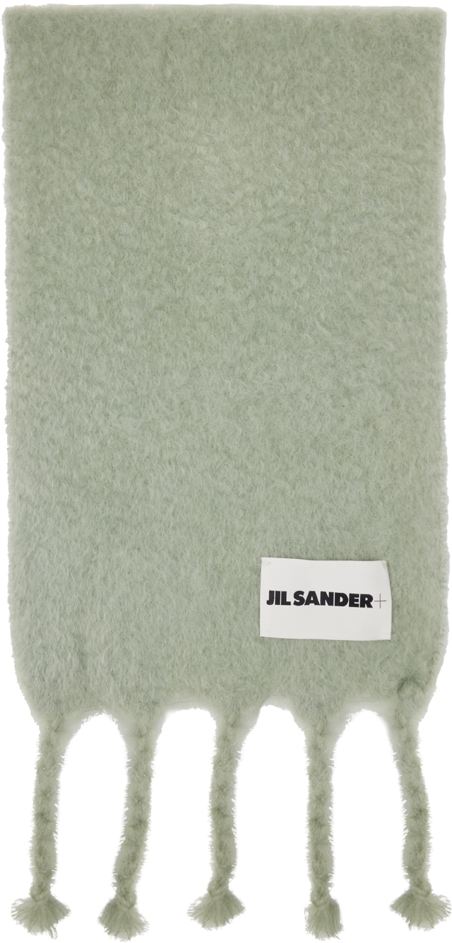 Shop Jil Sander Green Plain Scarf In 338 Pale Green