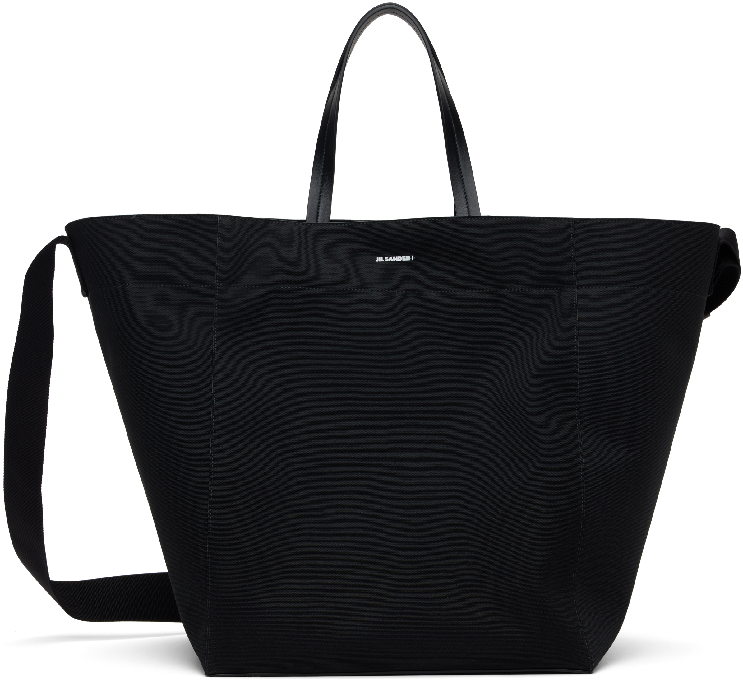 Shop Jil Sander Black Utility Lg Tote In 002 Pitch Black/raw