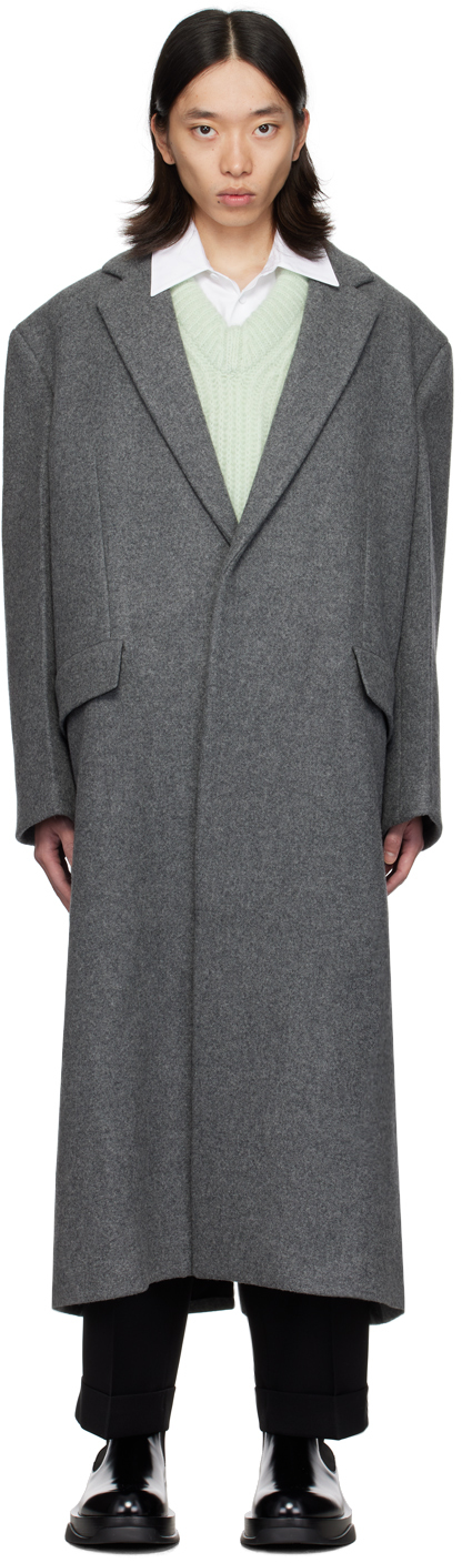 Shop Jil Sander Gray Wool Coat In 034 Pebble