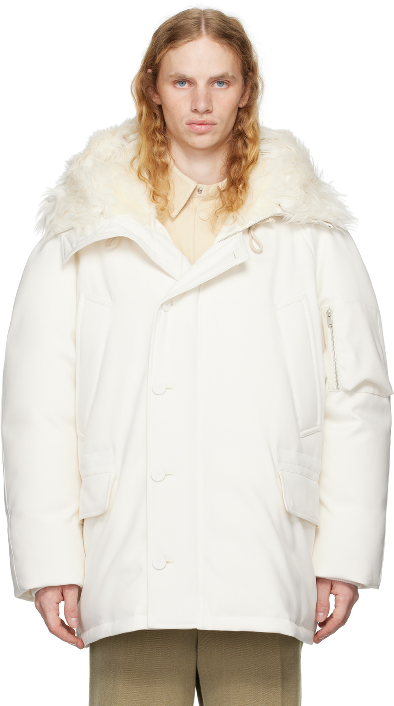 Shop Jil Sander Off-white Water-repellent Down Jacket In 103 Piuma