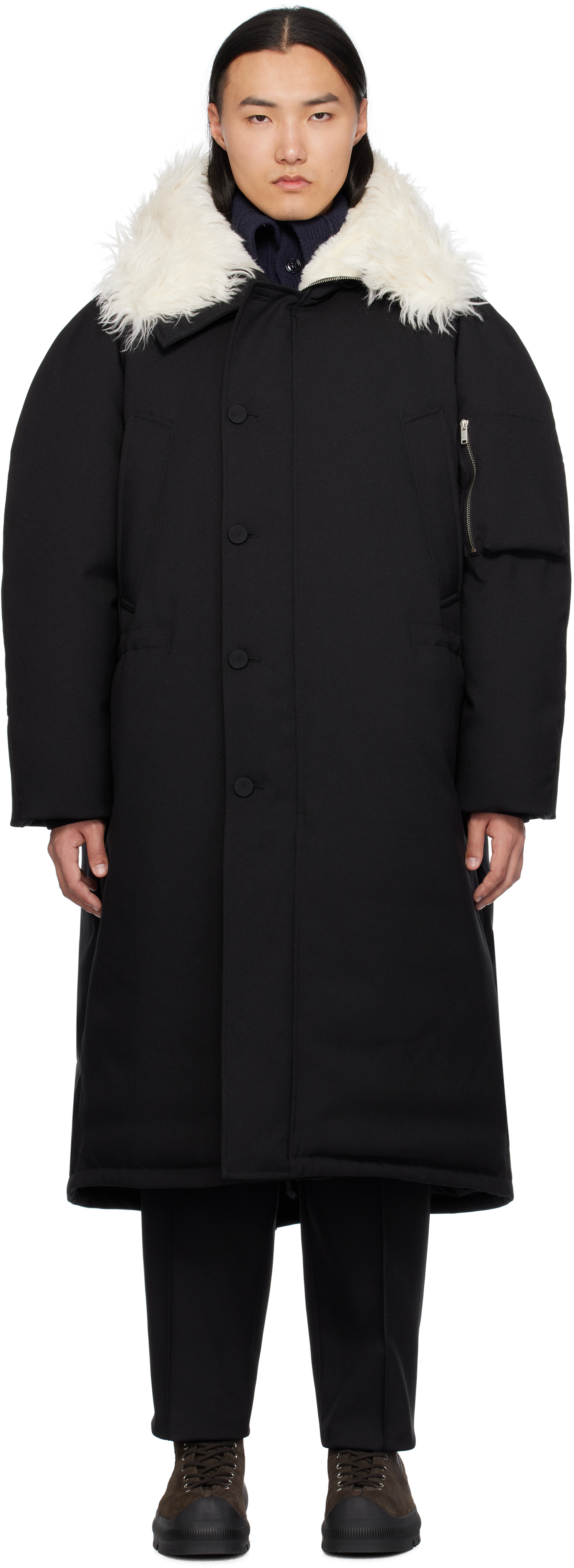 Shop Jil Sander Black Hooded Down Coat In 001 Black