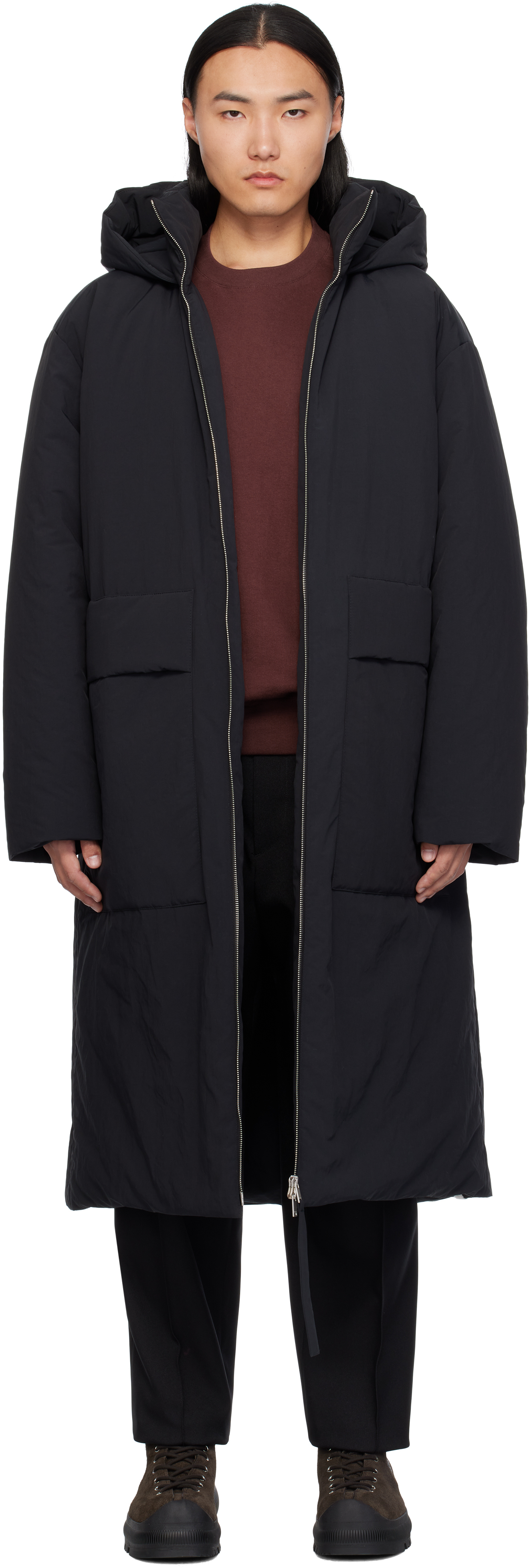 Black Hooded Down Coat