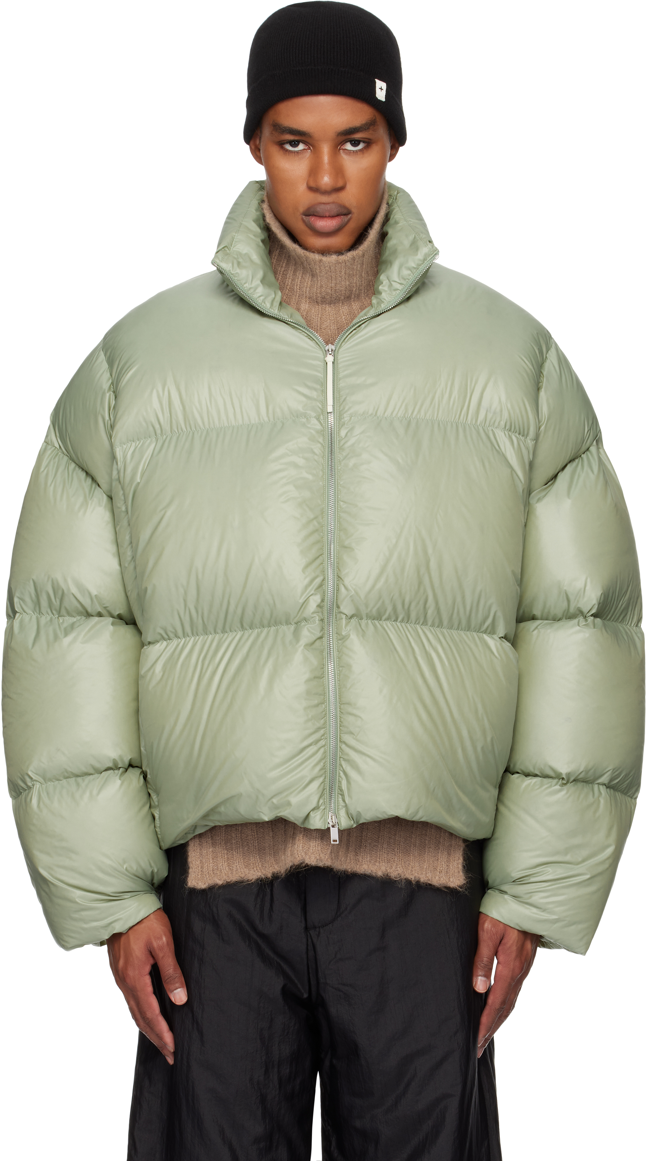 Green Quilted Down Jacket