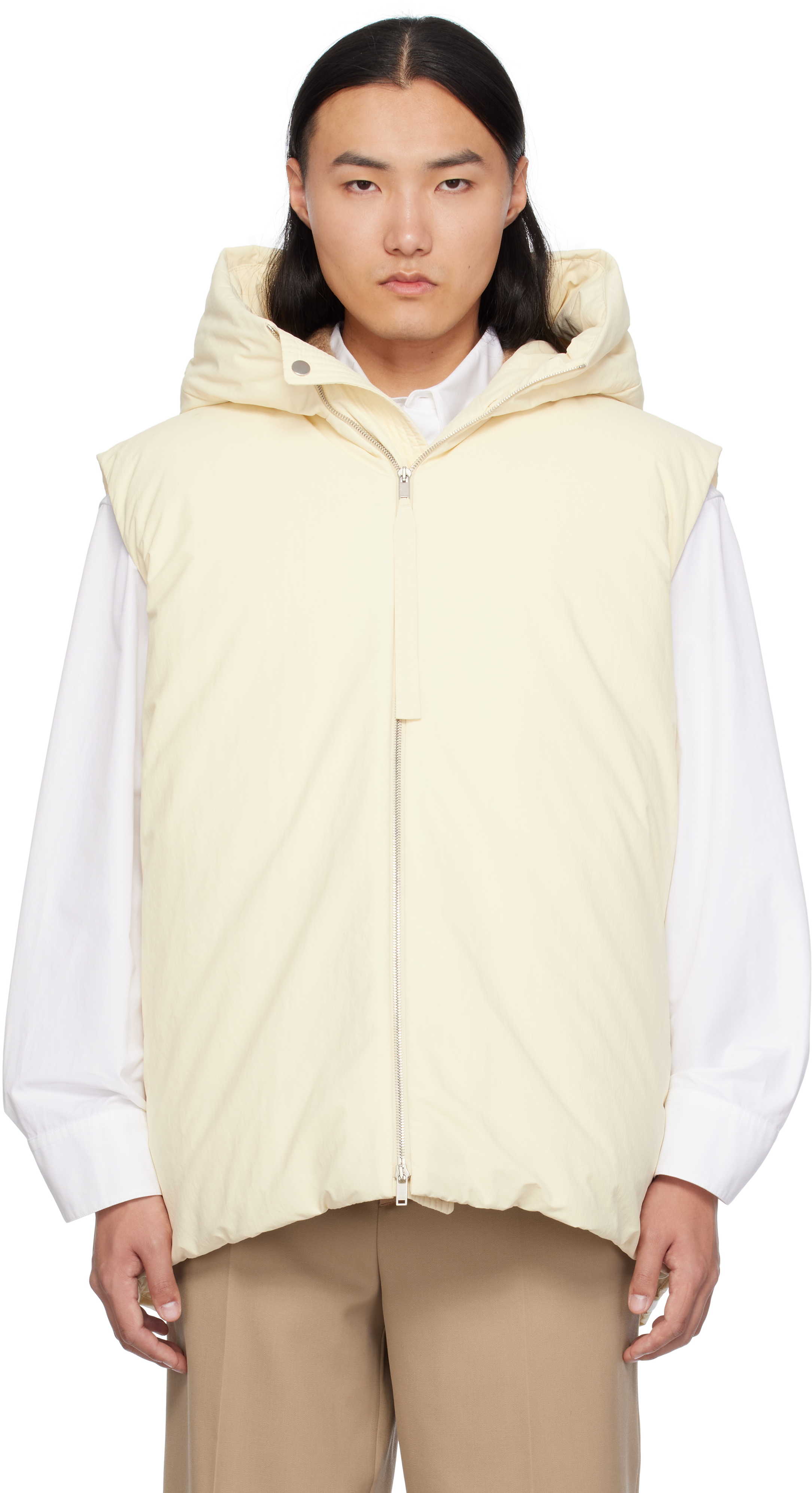 JIL SANDER BEIGE MEDIUM FILL DOWN VEST 