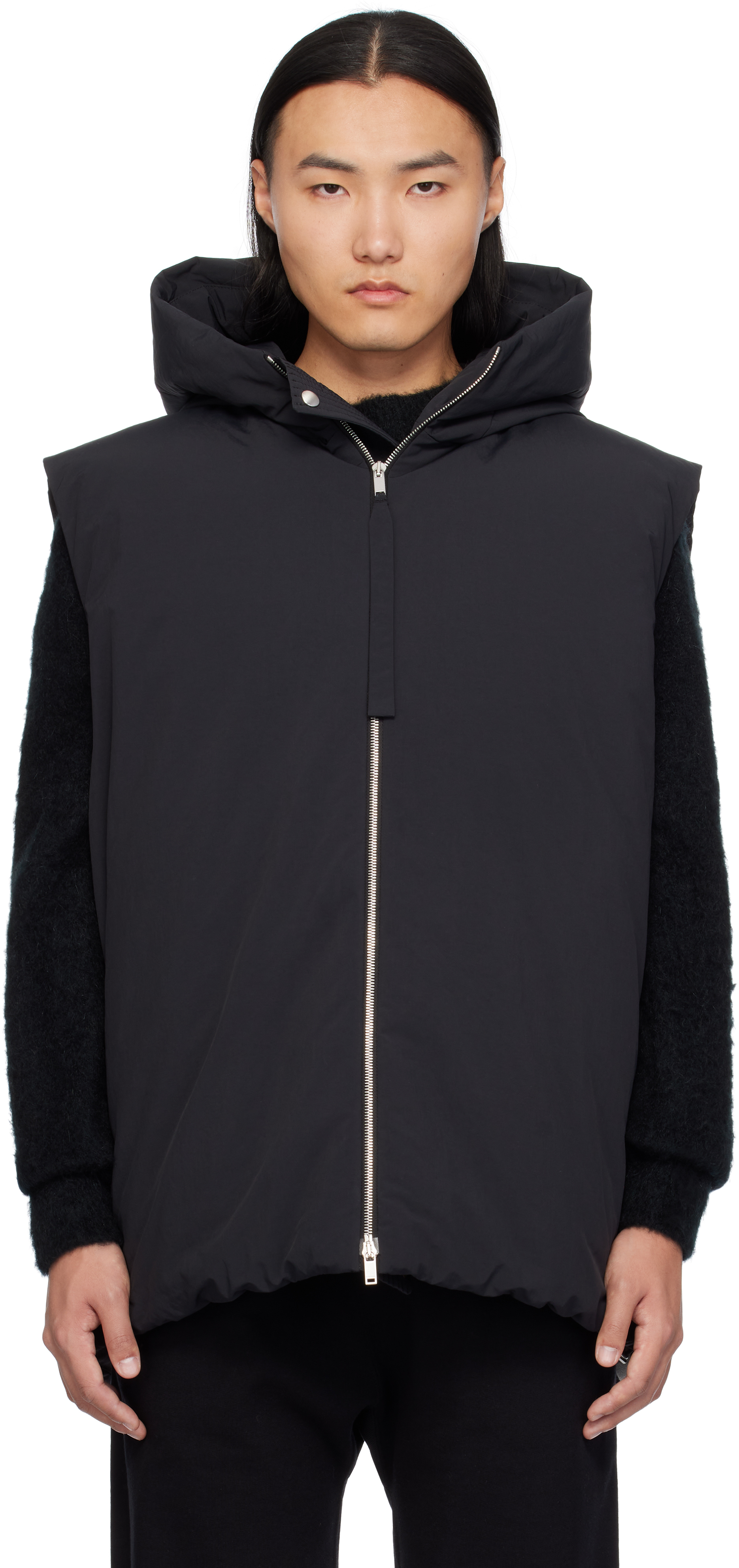 Jil Sander Black Medium Fill Down Vest In 001 Black