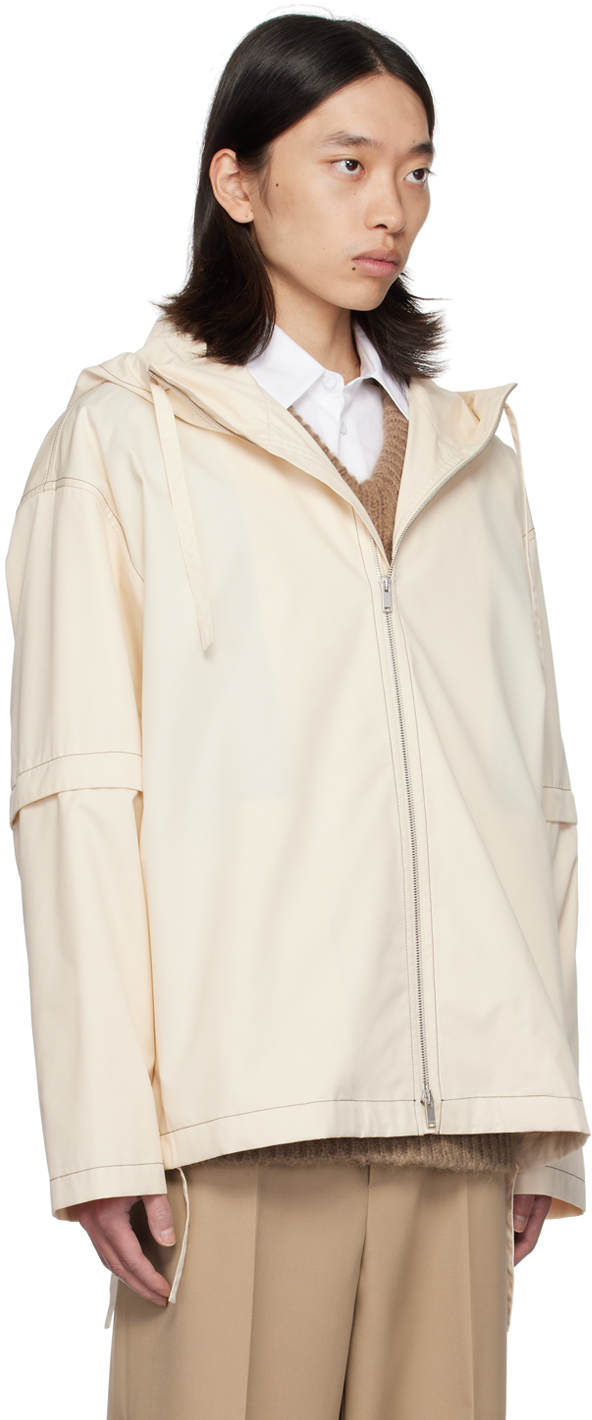 Jil Sander Off-white Contrast Stitch Jacket In 278 Raw Cotton