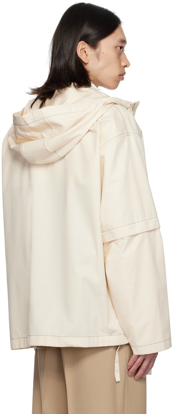 Jil Sander Off-white Contrast Stitch Jacket In 278 Raw Cotton
