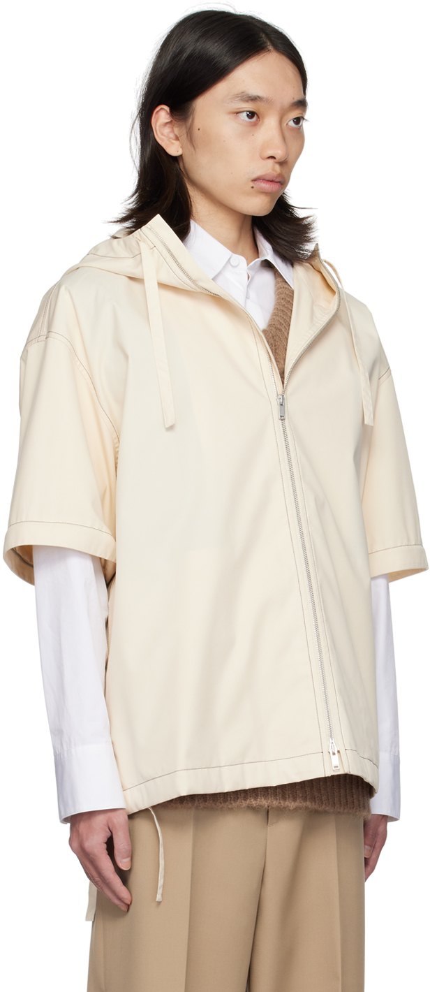 Jil Sander Off-white Contrast Stitch Jacket In 278 Raw Cotton