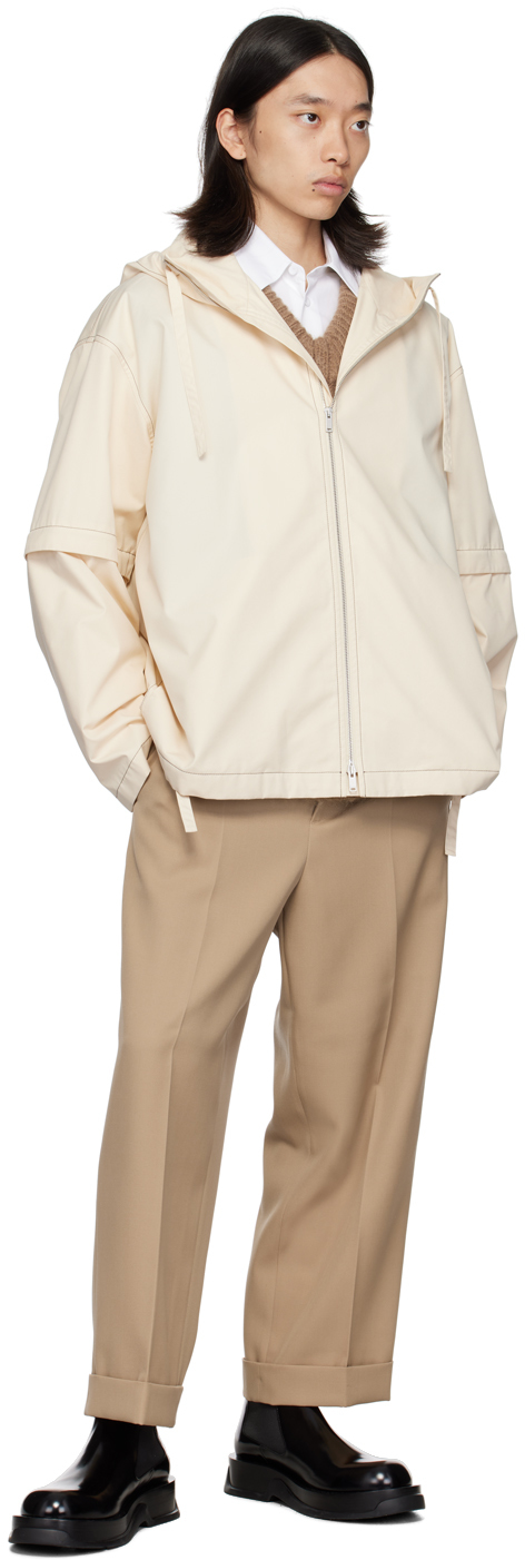 Jil Sander Off-white Contrast Stitch Jacket In 278 Raw Cotton