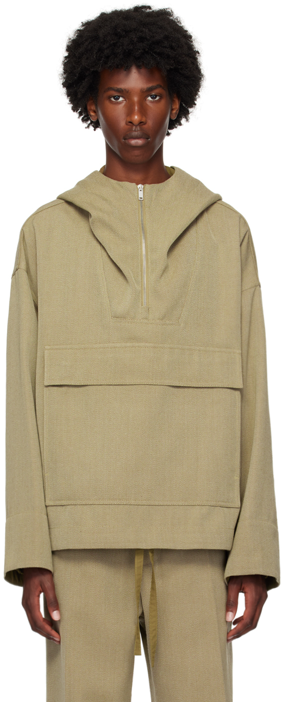 Shop Jil Sander Beige Half-zip Hooded Jacket In 921 *